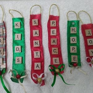3/$10 🌟 Lot of 9 Homemade Holiday Christmas Scrabble Ornaments Tags